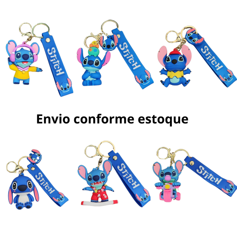 Chaveiro Pingente Emborrachado Lilo & Stitch Disney