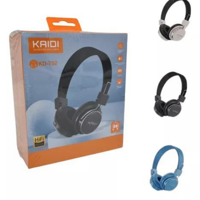 Fone De Ouvido Wireless Kaidi Kd752 Headset Bluetooth Fm Aux