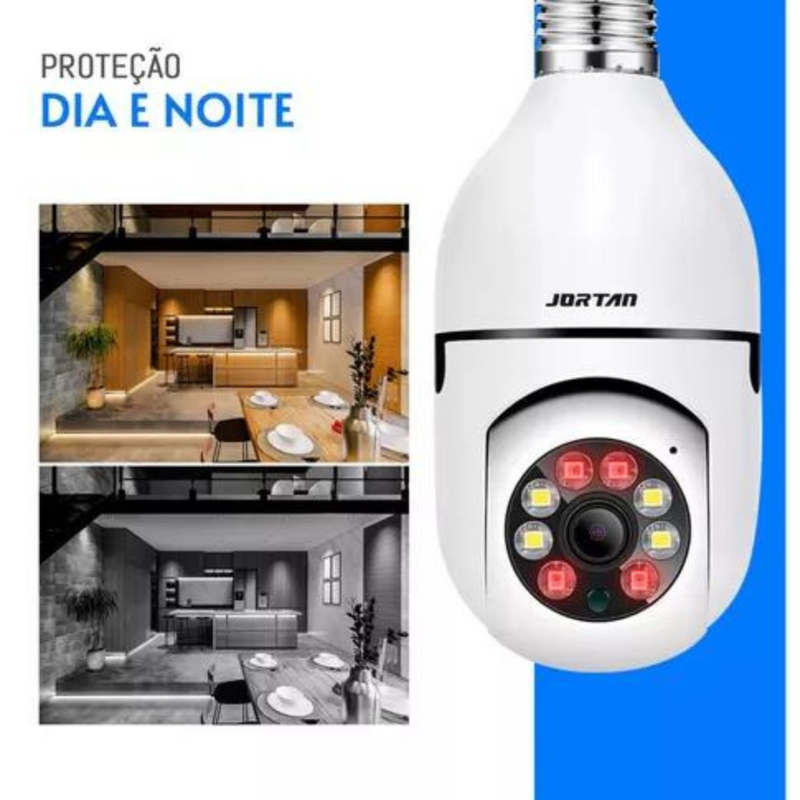 Câmera Lâmpada Segurança Inteligente Visão Noturna Hd Wifi