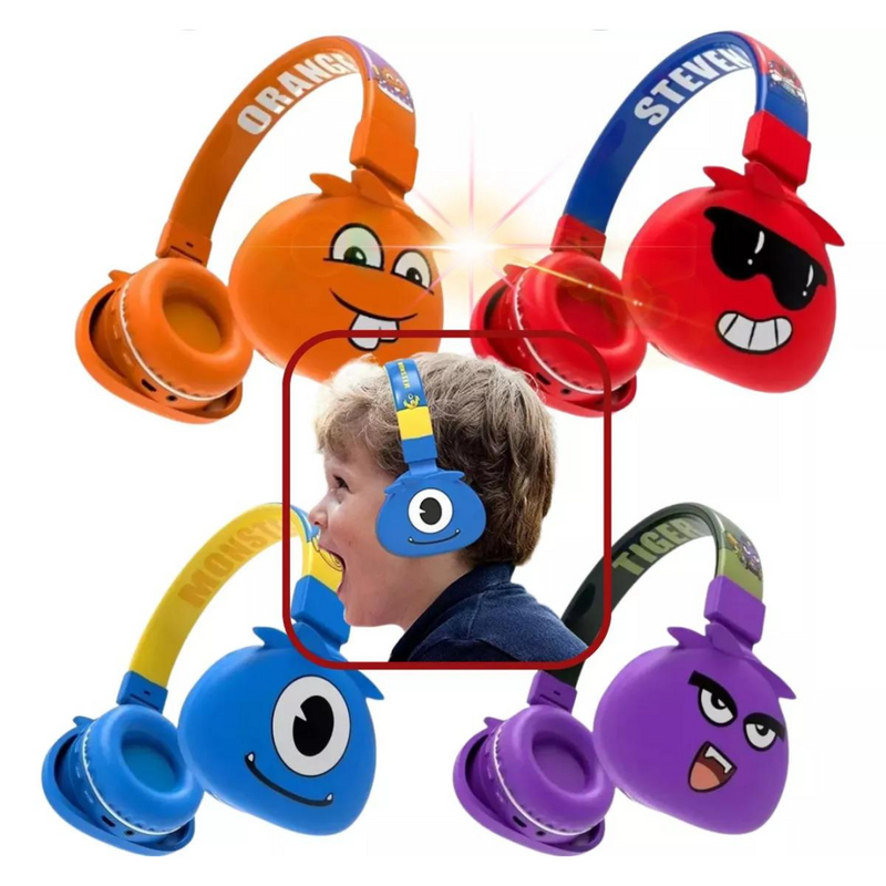 Fone de Ouvido Infantil Bluetooth Sem Fio Com Microfone Jellie Monsters