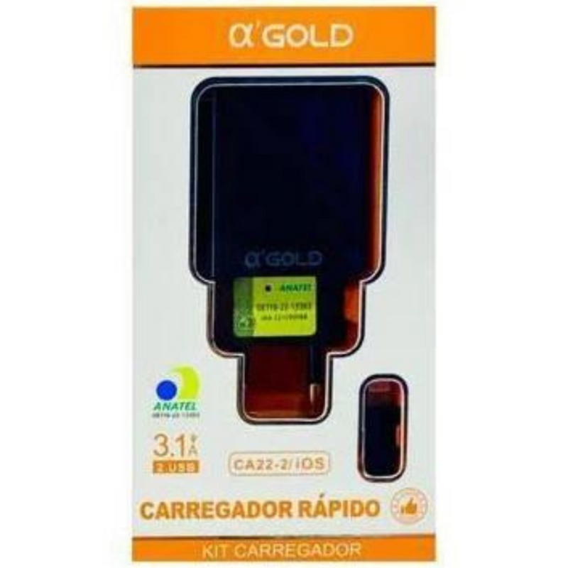 Carregador Rapido 2USB 3.1A Entrada Ios