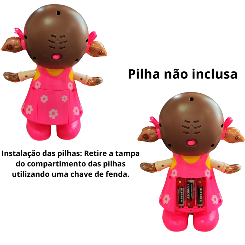 Boneca Bonequinha Dançarina Fofa Luzes Led Sons Movimentos Cor Rosa