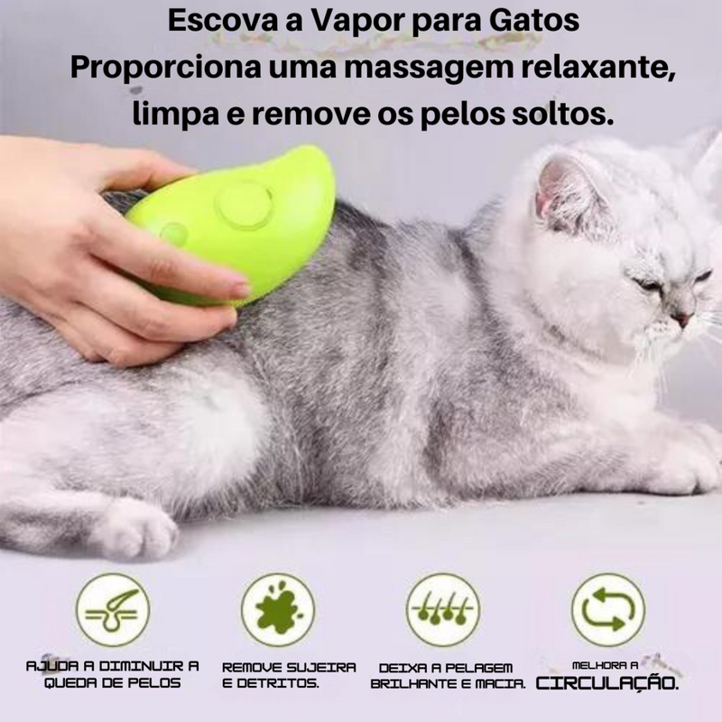 Escova Vapor Tira Pelo Pet Recarregável Usb Cão Gato